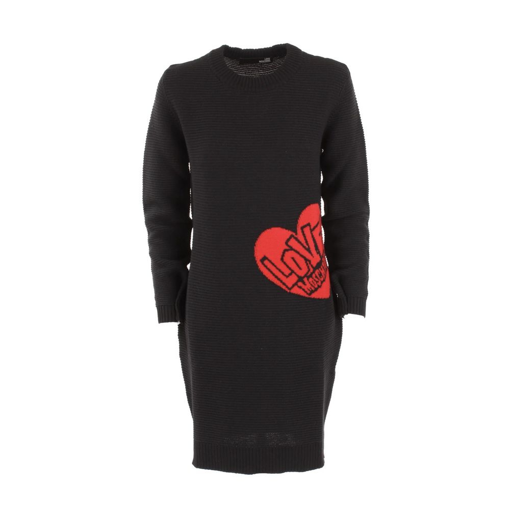 Chic Heart Pattern Knit Wool-Blend Dress - GlamHub Luxury and Icon Brand Clothing