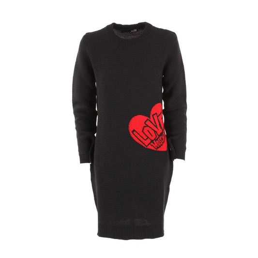 Chic Heart Pattern Knit Wool-Blend Dress - GlamHub Luxury and Icon Brand Clothing