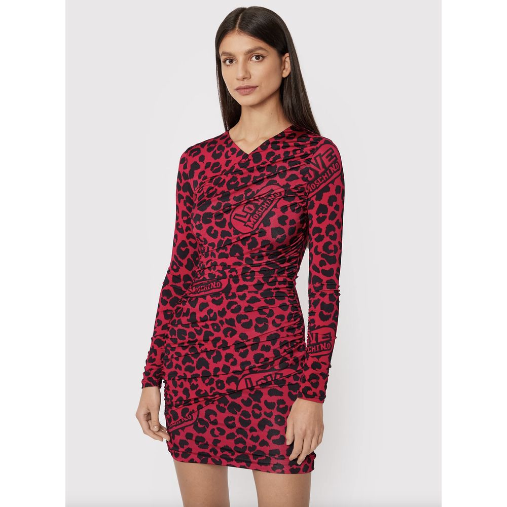 Chic Leopard Texture Dress in Pink and Black - GlamHub Luxury and Icon Brand Clothing