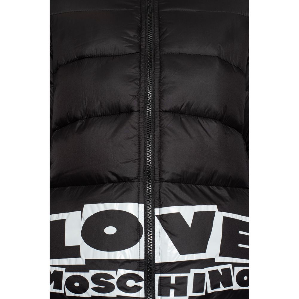 Chic Nylon Down Jacket with Bold Logo - GlamHub Luxury and Icon Brand Clothing