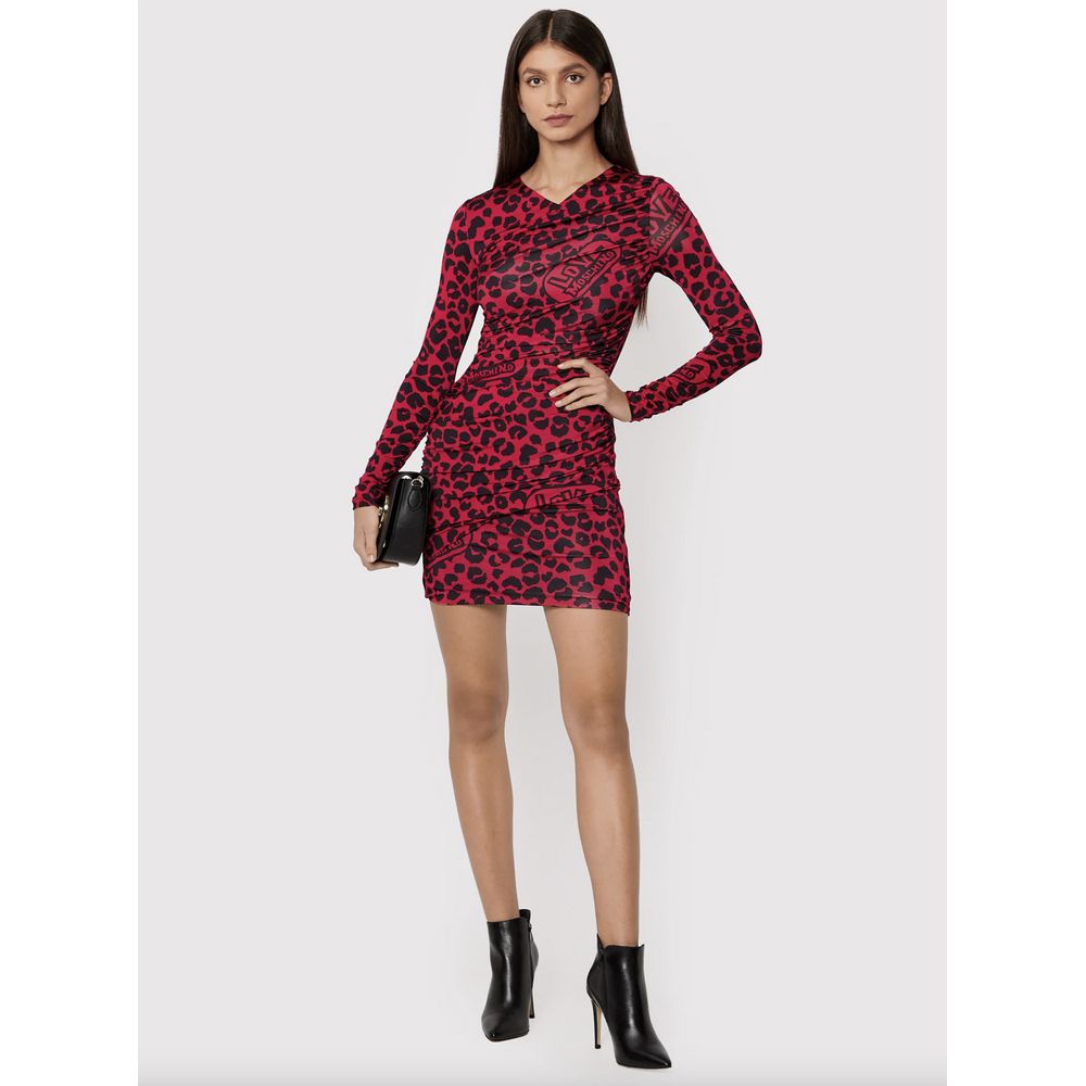 Chic Leopard Texture Dress in Pink and Black - GlamHub Luxury and Icon Brand Clothing