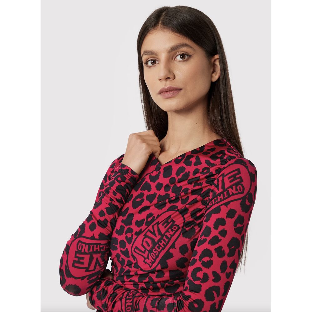 Chic Leopard Texture Dress in Pink and Black - GlamHub Luxury and Icon Brand Clothing