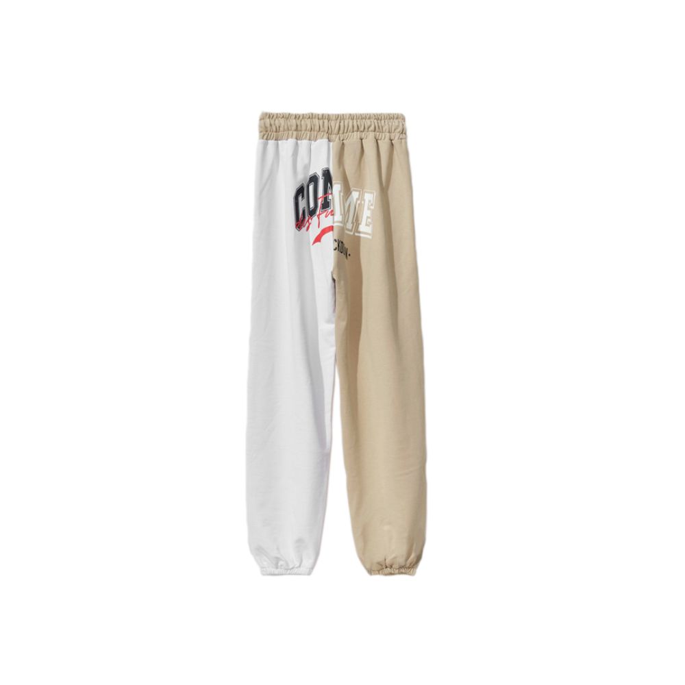 Chic Beige Two-Tone Drawstring Sweatpants - GlamHub Luxury and Icon Brand Clothing