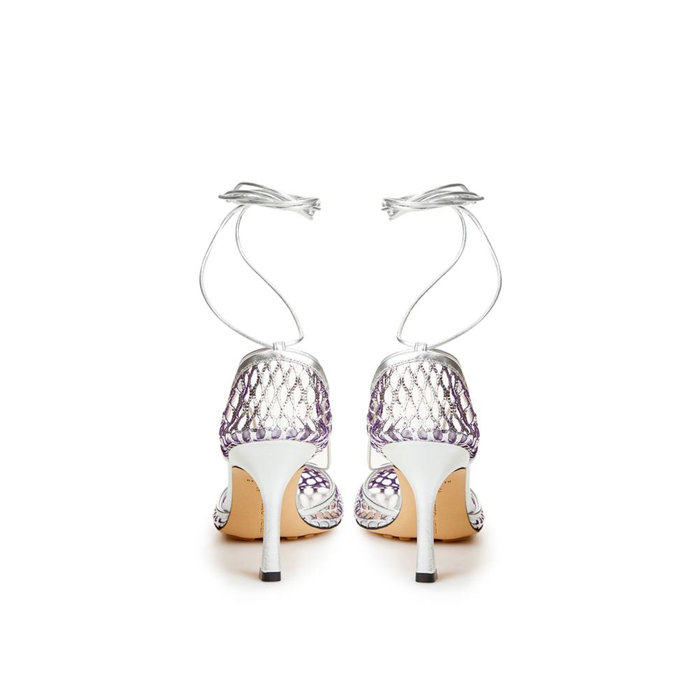 Silver Cotton Leather Sandals - GLAMHUB BOUTIQUE 