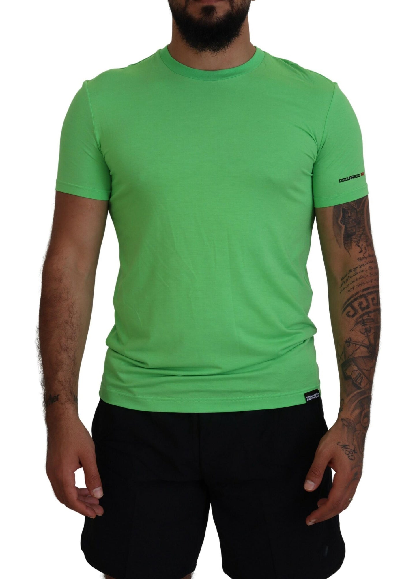 Green Modal Short Sleeves Crewneck T-shirt - GLAMHUB BOUTIQUE 