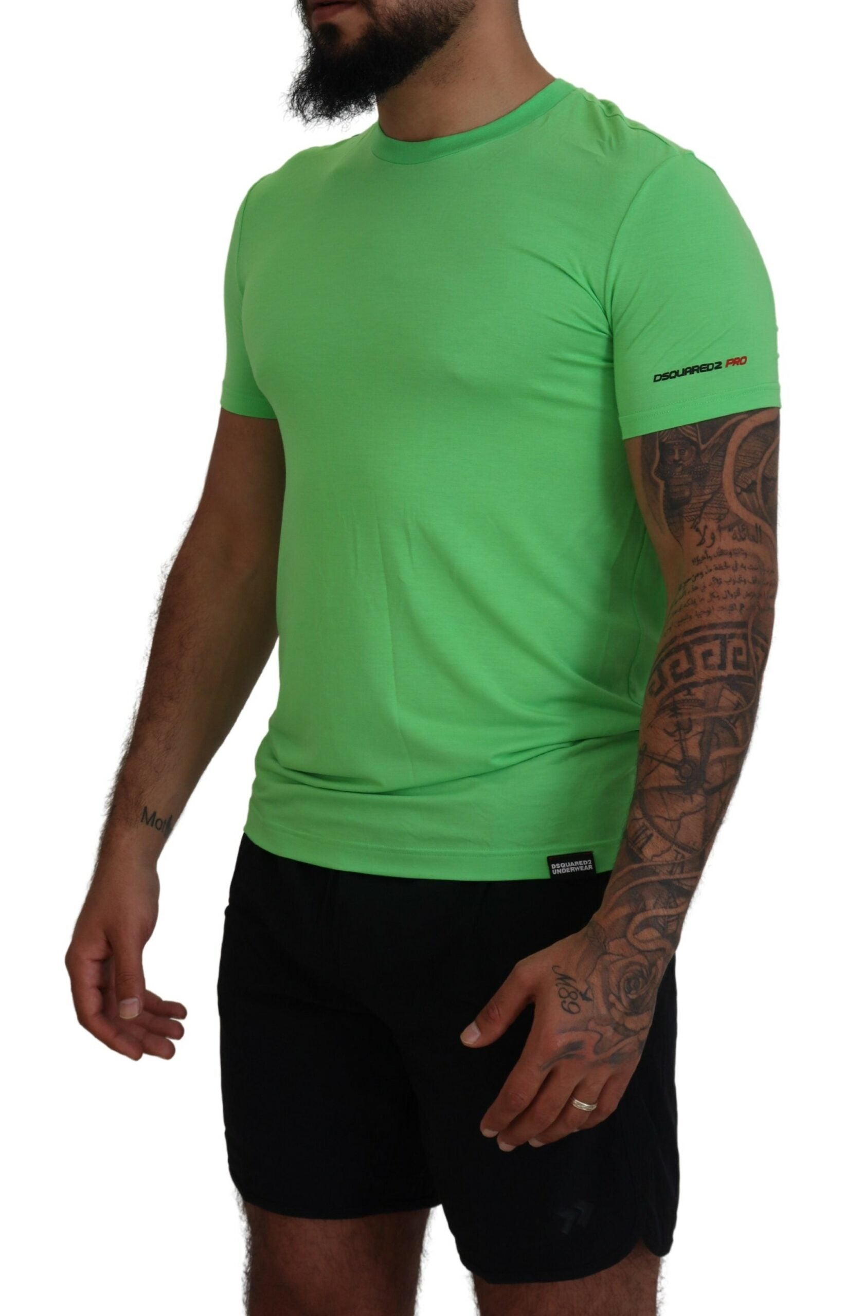 Green Modal Short Sleeves Crewneck T-shirt - GLAMHUB BOUTIQUE 