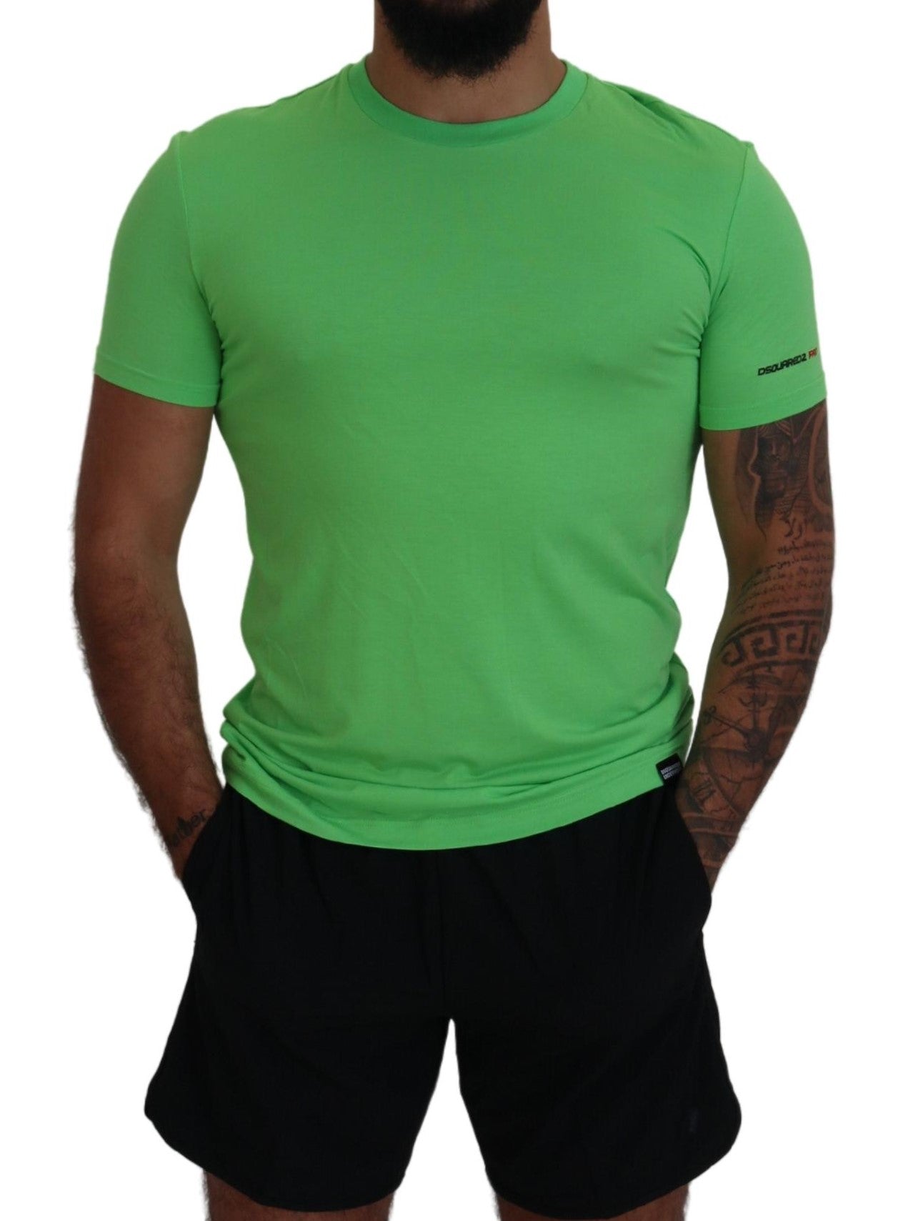 Green Modal Short Sleeves Crewneck T-shirt - GLAMHUB BOUTIQUE 