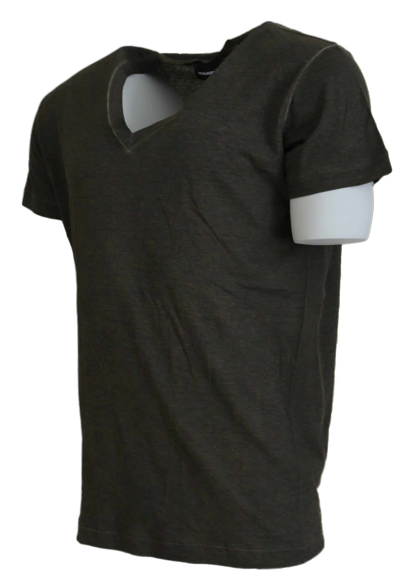 Gray Cotton Linen Short Sleeves V-neck T-shirt - GLAMHUB BOUTIQUE 