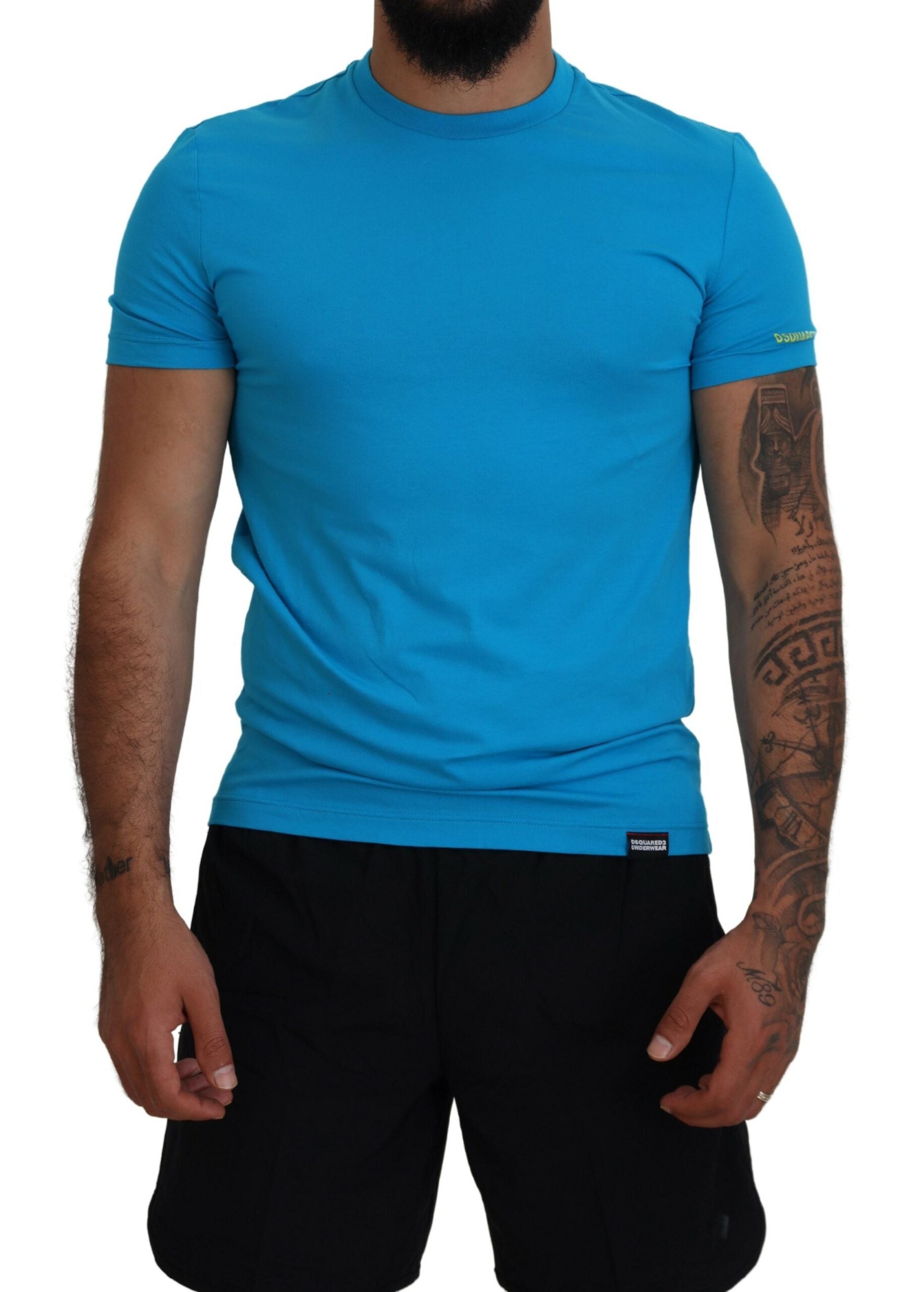 Blue Modal Short Sleeves Crewneck T-shirt - GLAMHUB BOUTIQUE 