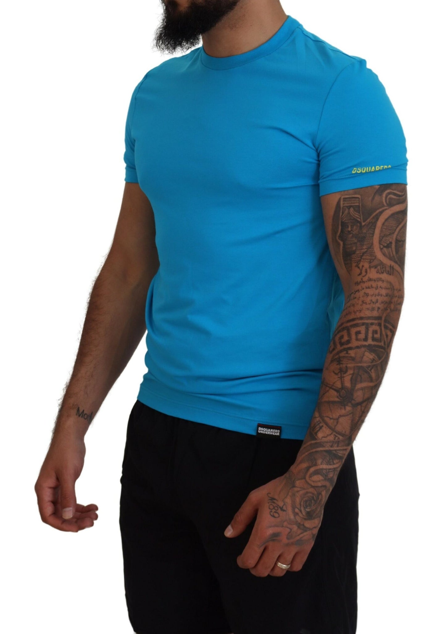 Blue Modal Short Sleeves Crewneck T-shirt - GLAMHUB BOUTIQUE 