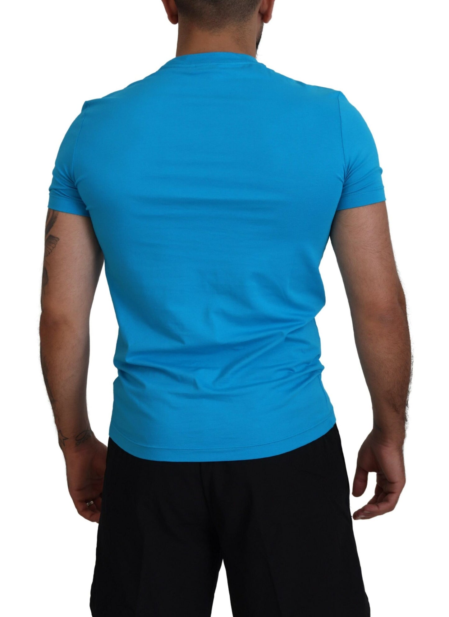 Blue Modal Short Sleeves Crewneck T-shirt - GLAMHUB BOUTIQUE 