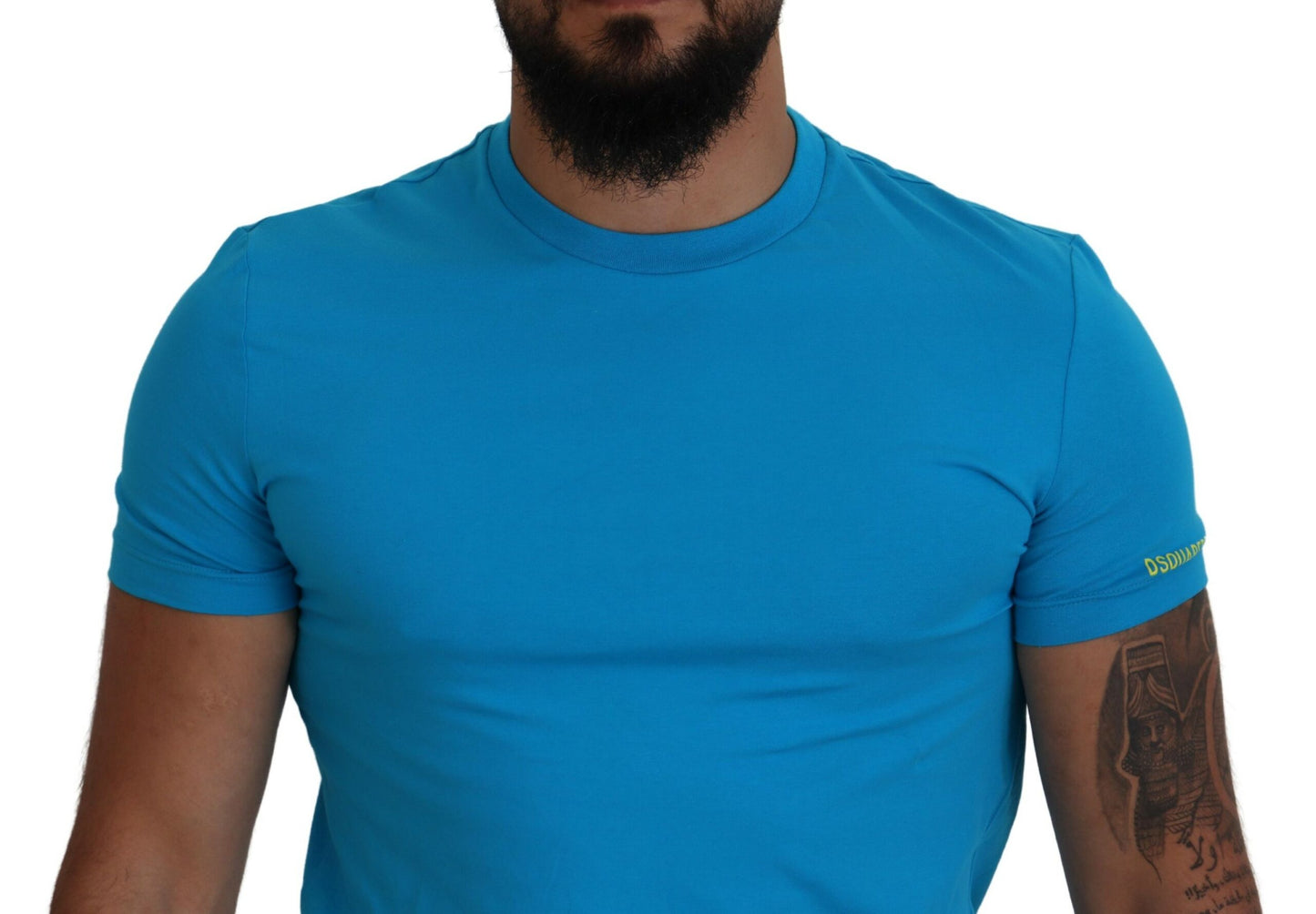 Blue Modal Short Sleeves Crewneck T-shirt - GLAMHUB BOUTIQUE 