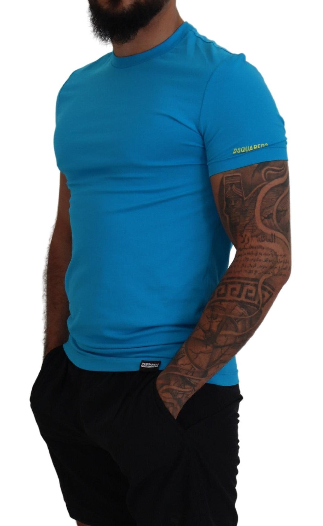 Blue Modal Short Sleeves Crewneck T-shirt - GLAMHUB BOUTIQUE 