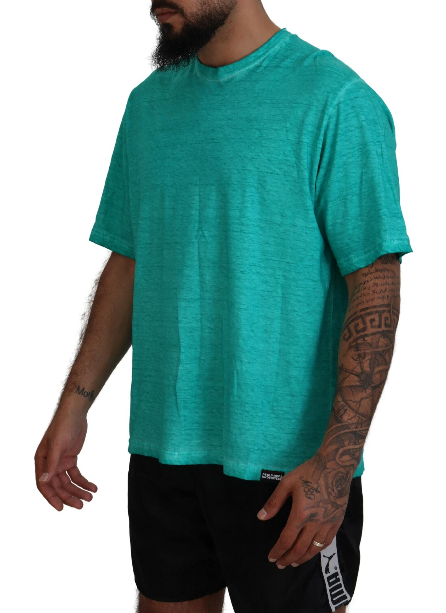 Light Green Cotton Linen Short Sleeves T-shirt - GLAMHUB BOUTIQUE 