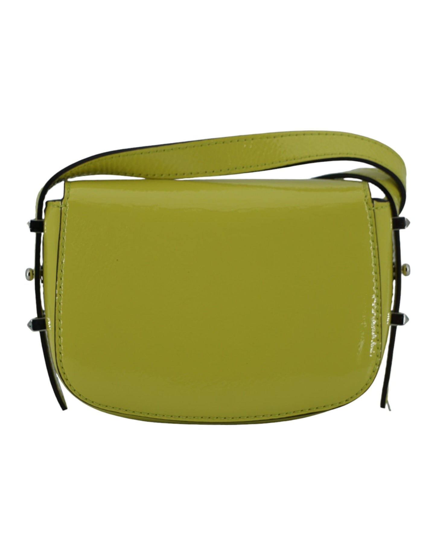 Lime Yellow Leather Small Shoulder Bag - GLAMHUB BOUTIQUE 