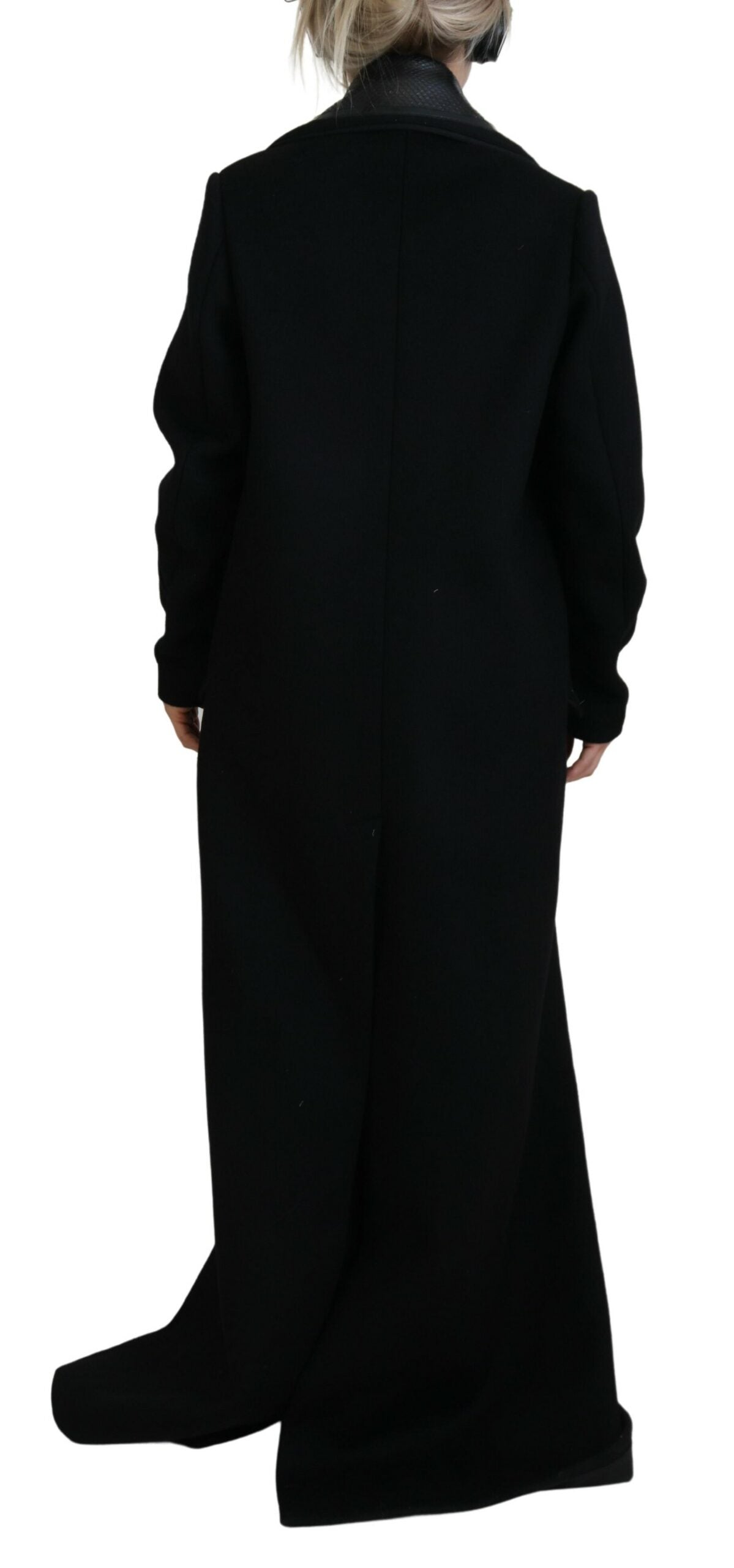 Black Double Breasted Long Coat Jacket - GLAMHUB BOUTIQUE 