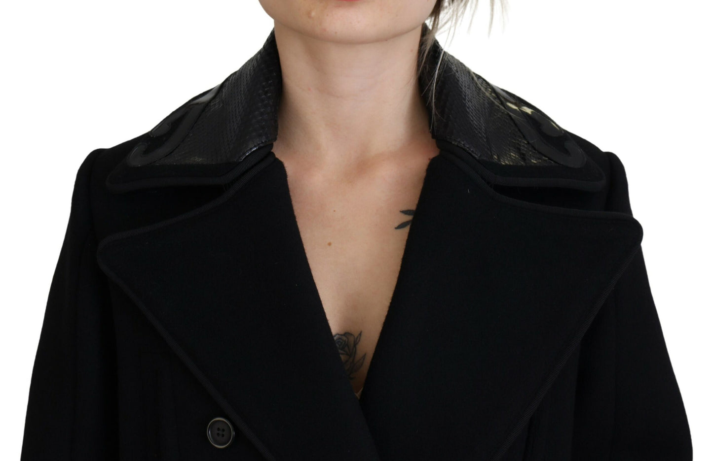 Black Double Breasted Long Coat Jacket - GLAMHUB BOUTIQUE 