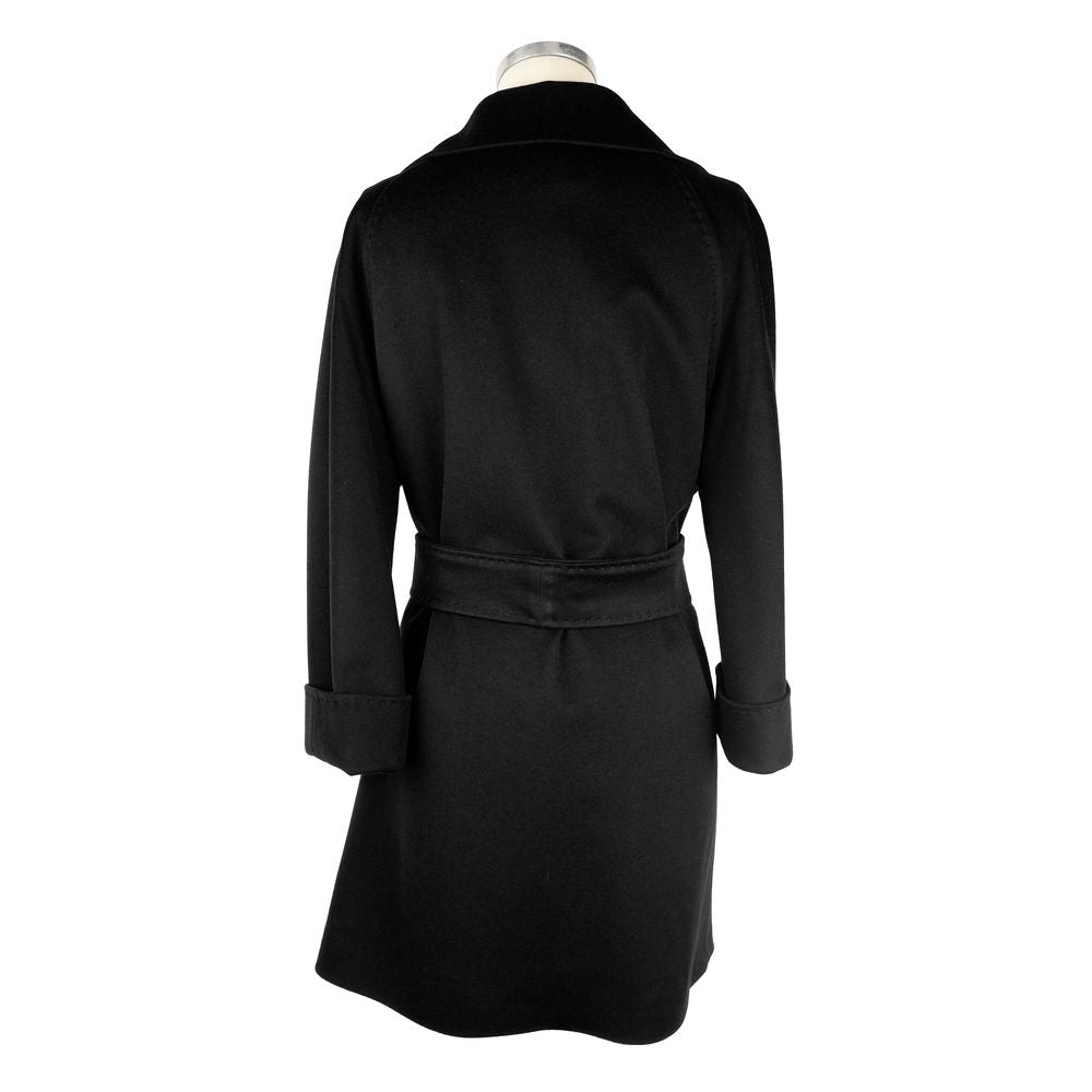 Black Wool Women Coat - GlamHub Luxury and Icon Brand Clothing