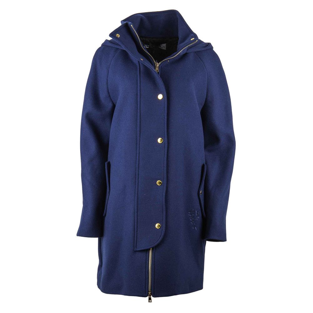 Blue Wool Women Coat - GlamHub Luxury and Icon Brand Clothing