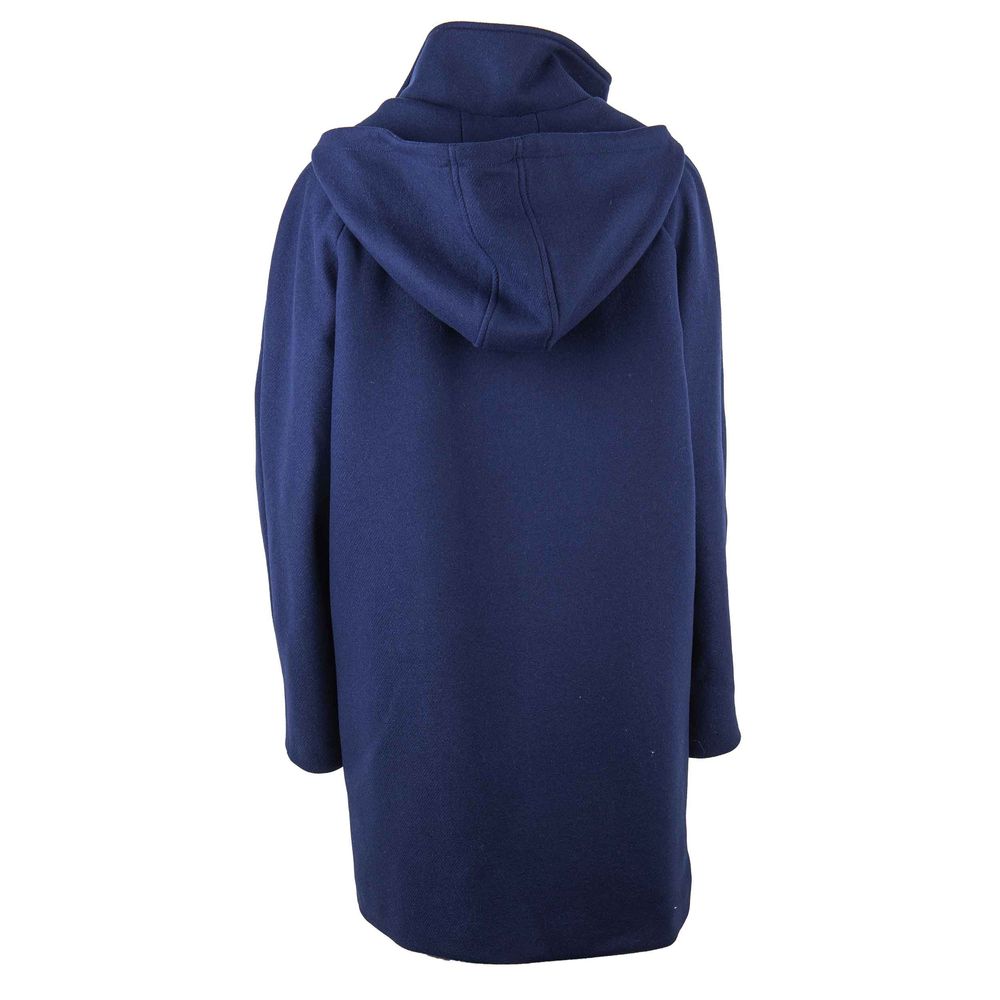 Blue Wool Women Coat - GlamHub Luxury and Icon Brand Clothing