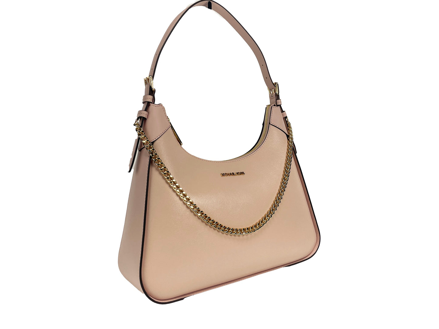 Wilma Large Smooth Leather Chain Shoulder Bag Purse Powder Blush - GLAMHUB BOUTIQUE 