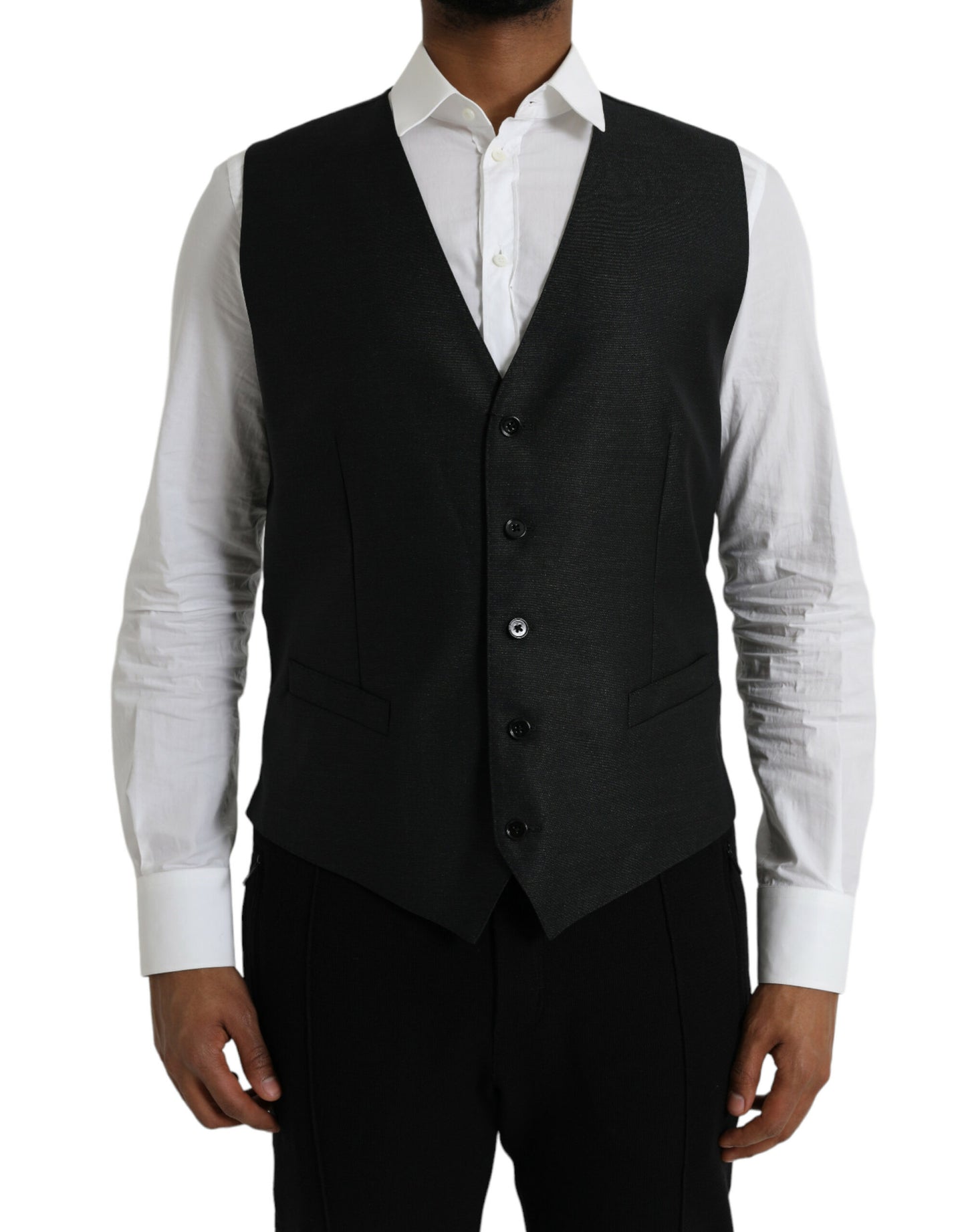 Black Wool Waistcoat Dress Formal Vest