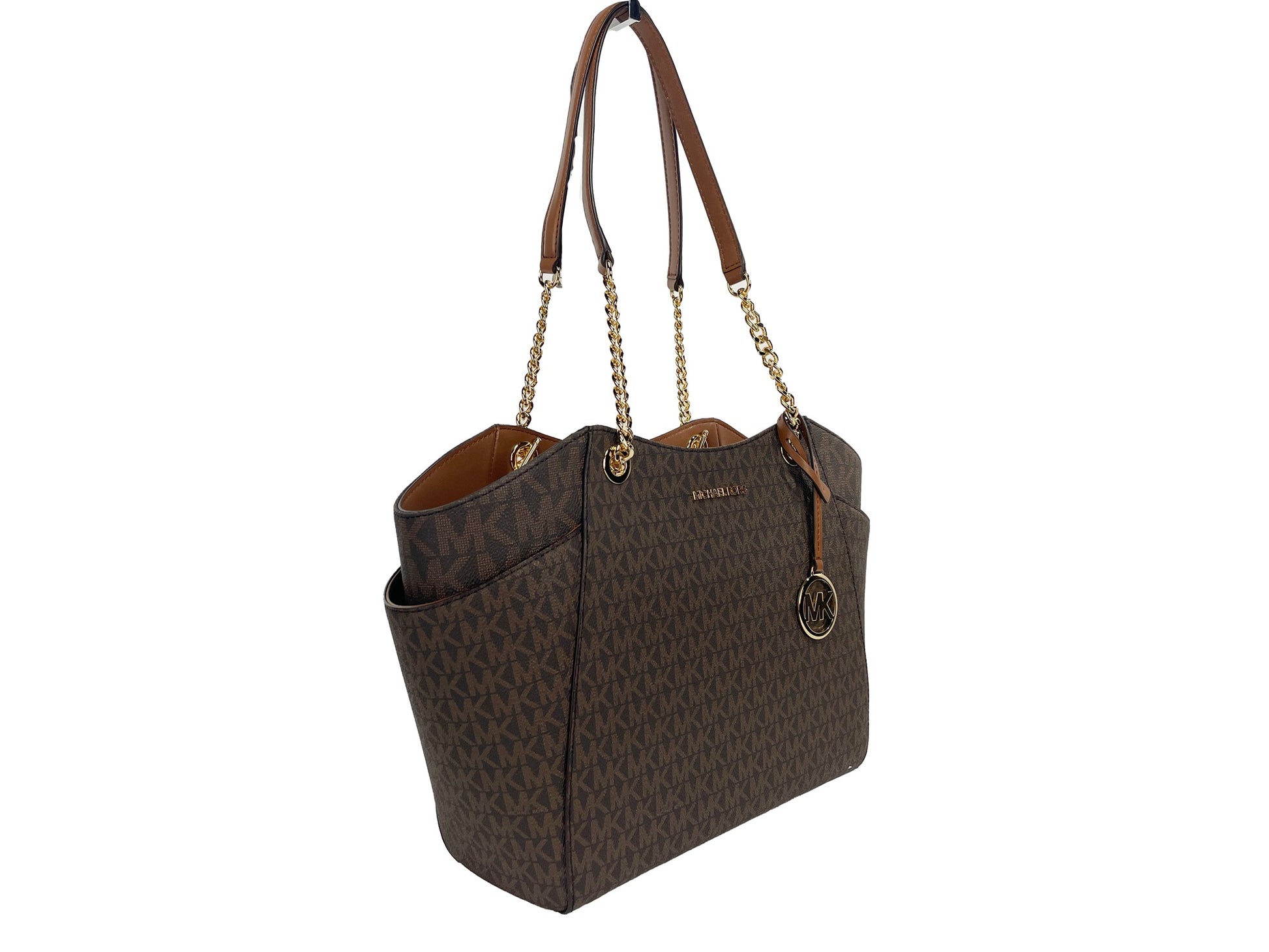 Jet Set Large Chain Brown Shoulder Tote Bag - GLAMHUB BOUTIQUE 