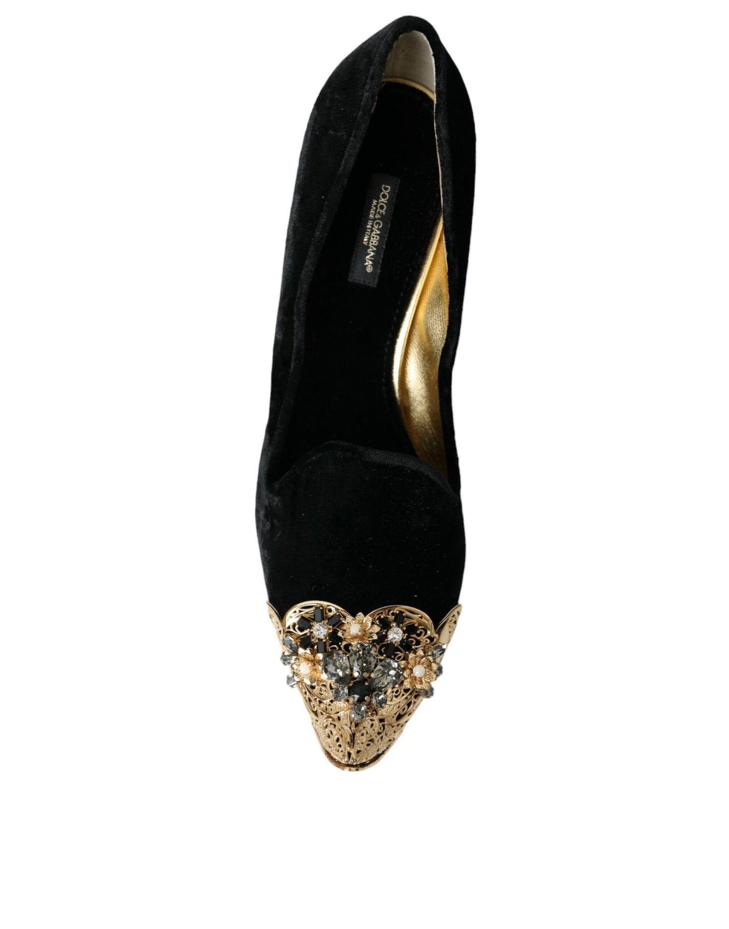 Black Velvet Embellished Heels Pumps Shoes