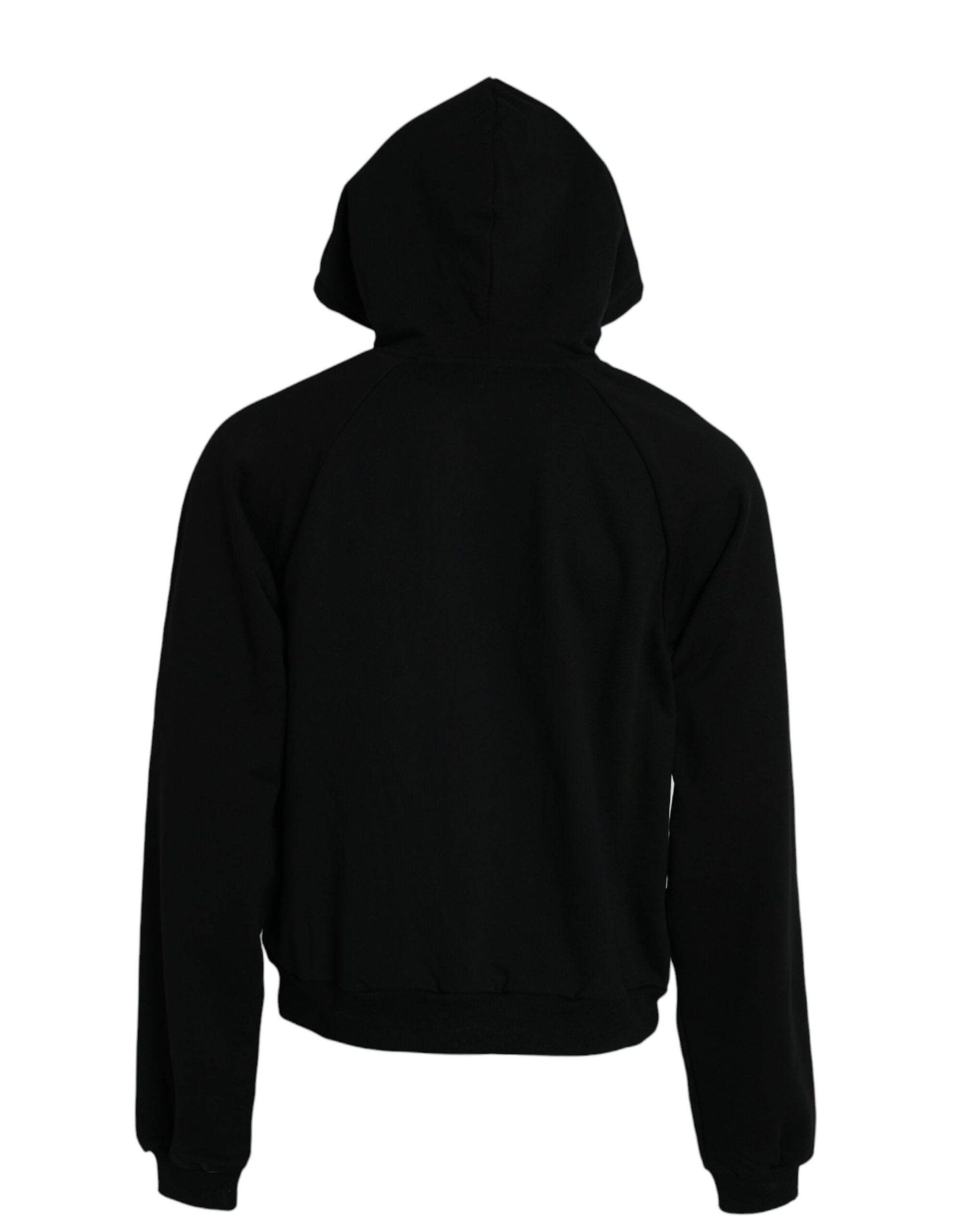 Black Cotton Logo Hooded Pullover Sweatshirt Sweater - GLAMHUB BOUTIQUE 