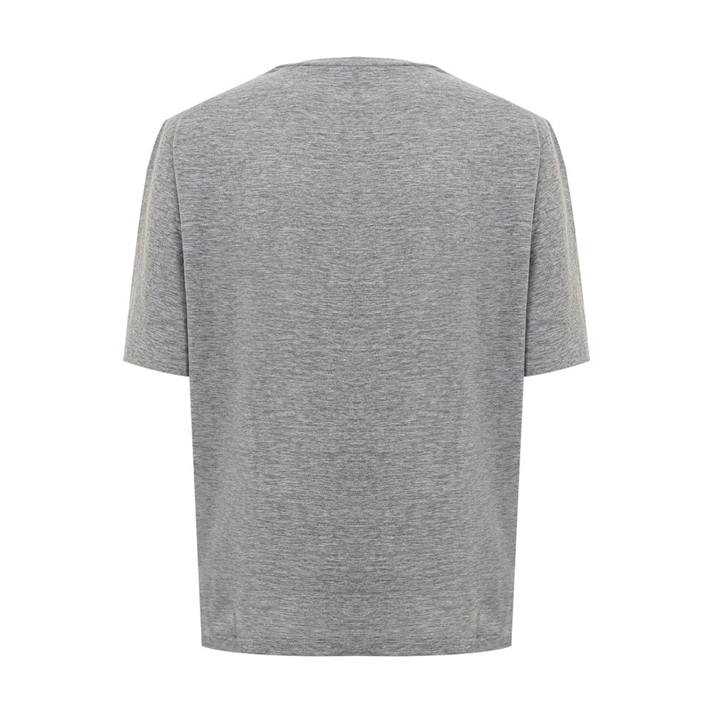 Chic Gray Cotton Tee for the Modern Woman - GLAMHUB BOUTIQUE 