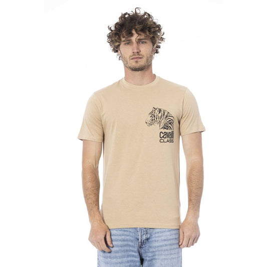 Beige Cotton Men T-Shirt - GlamHub Luxury and Icon Brand Clothing