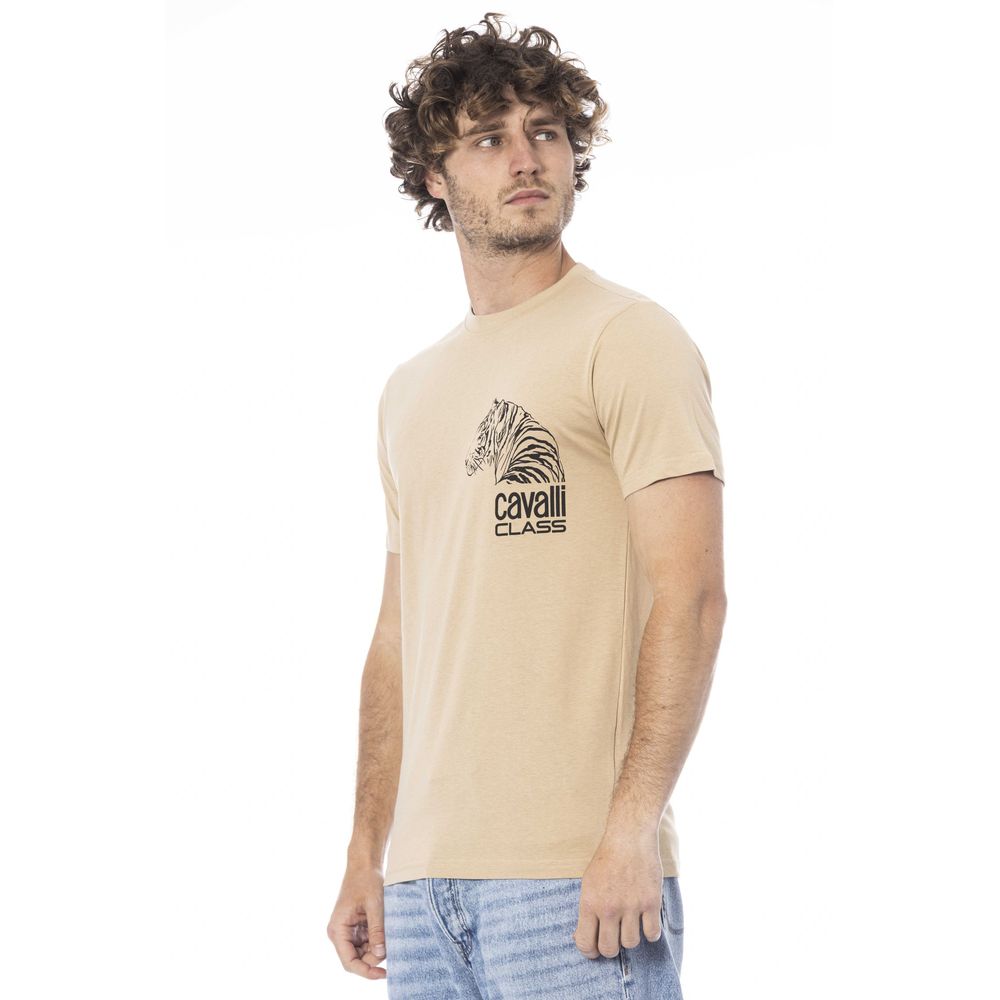 Beige Cotton Men T-Shirt - GlamHub Luxury and Icon Brand Clothing