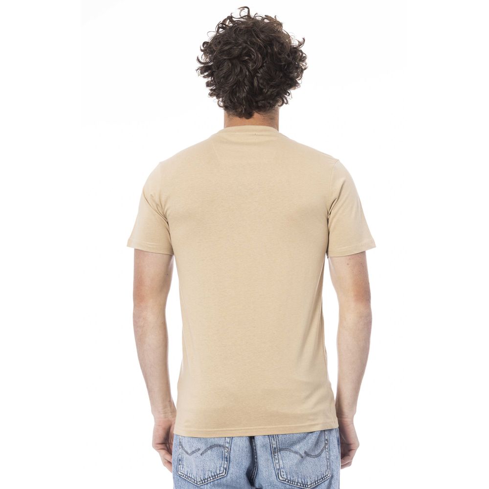 Beige Cotton Men T-Shirt - GlamHub Luxury and Icon Brand Clothing