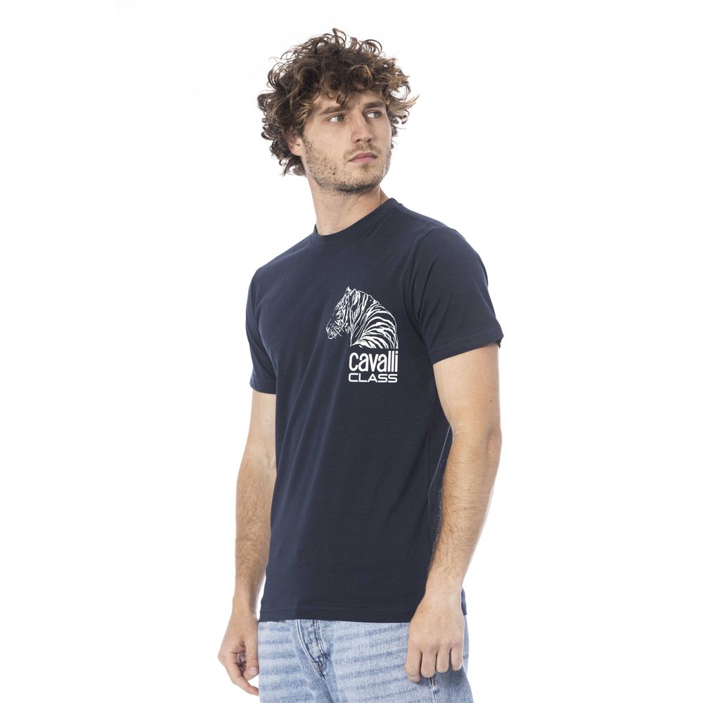 Blue Cotton Men T-Shirt - GlamHub Luxury and Icon Brand Clothing