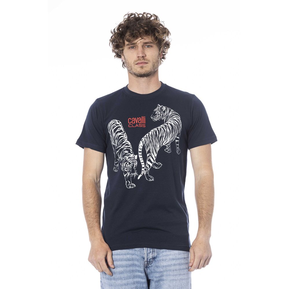 Blue Cotton Men T-Shirt - GlamHub Luxury and Icon Brand Clothing