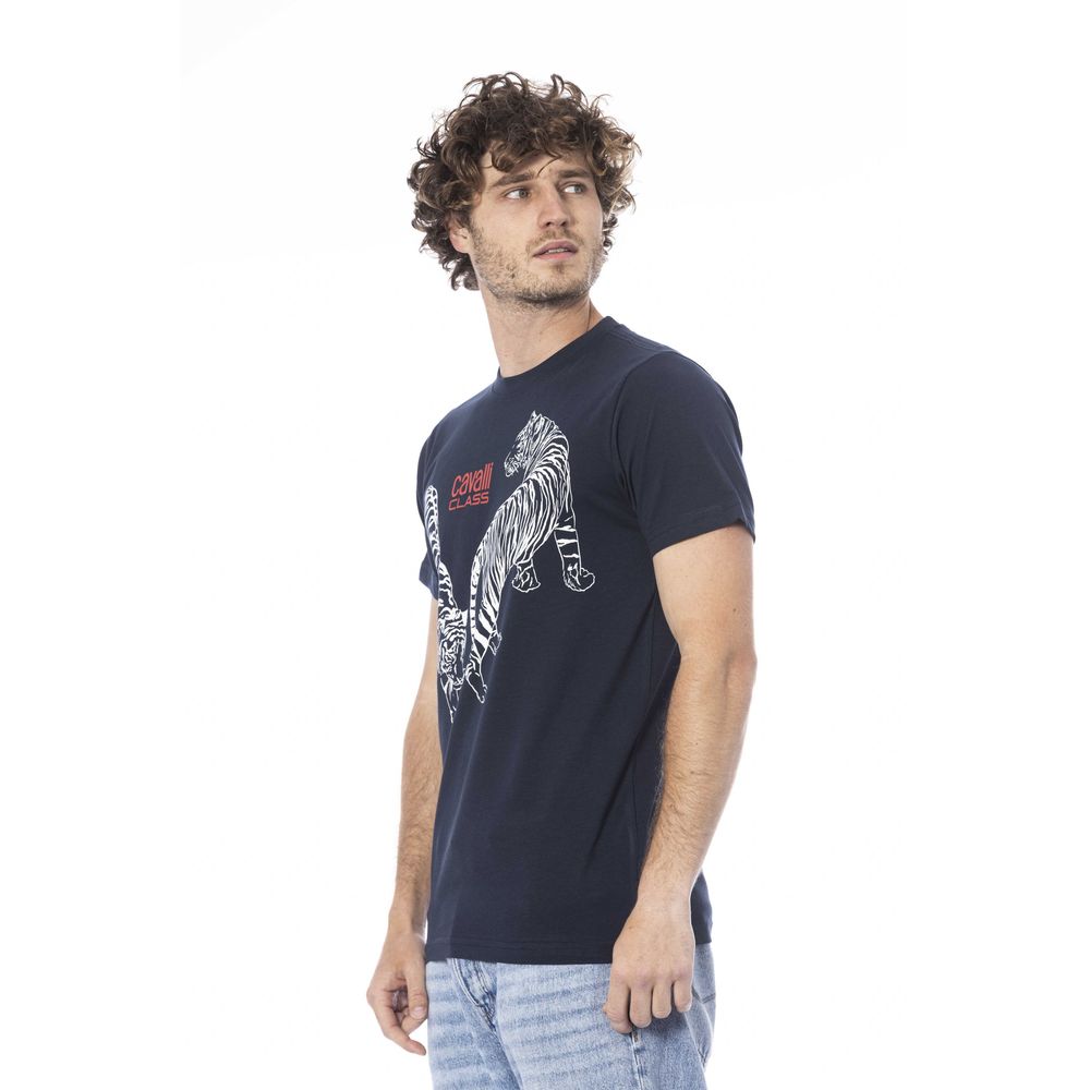 Blue Cotton Men T-Shirt - GlamHub Luxury and Icon Brand Clothing