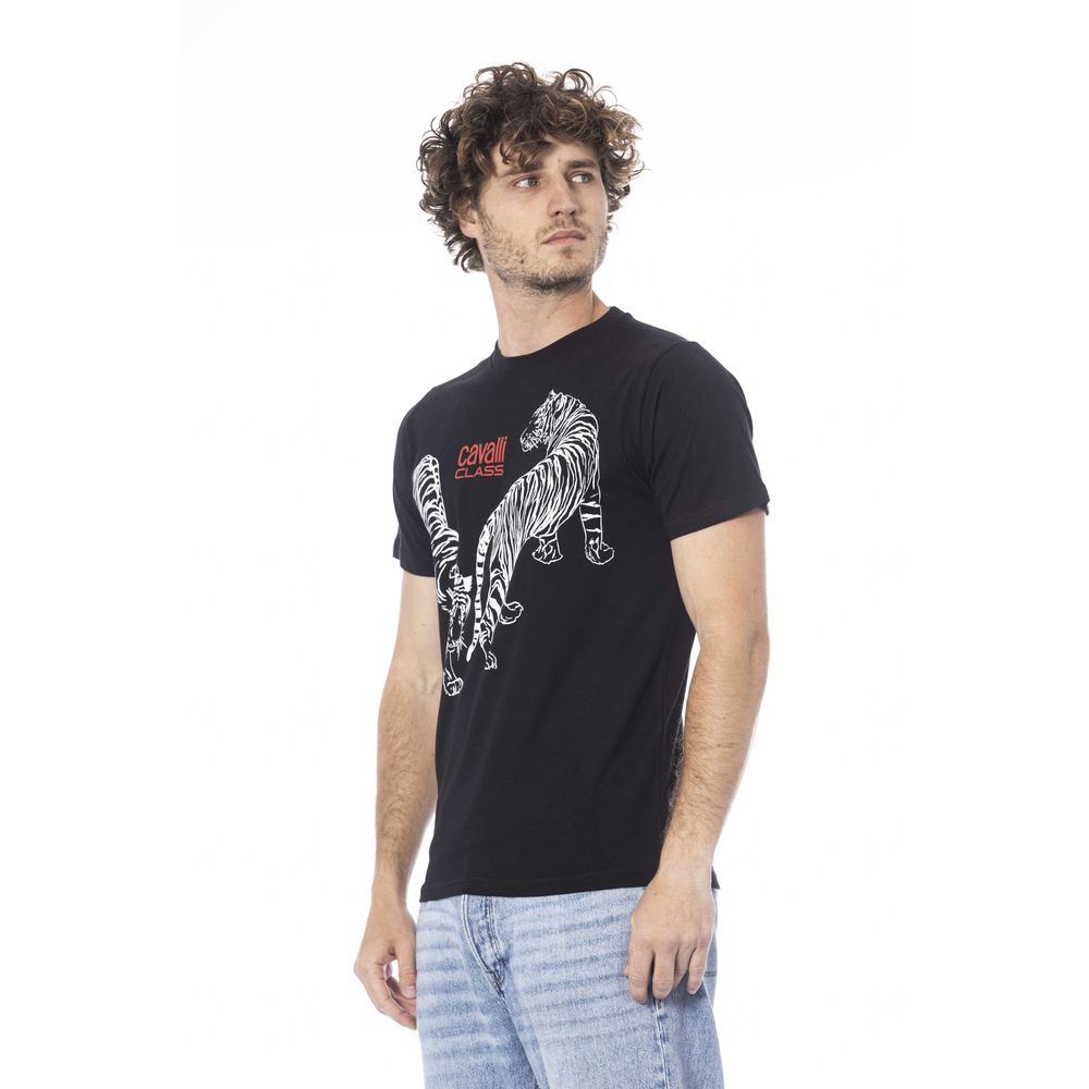 Black Cotton Men T-Shirt - GlamHub Luxury and Icon Brand Clothing