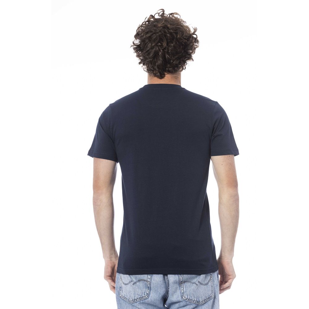 Blue Cotton Men T-Shirt - GlamHub Luxury and Icon Brand Clothing