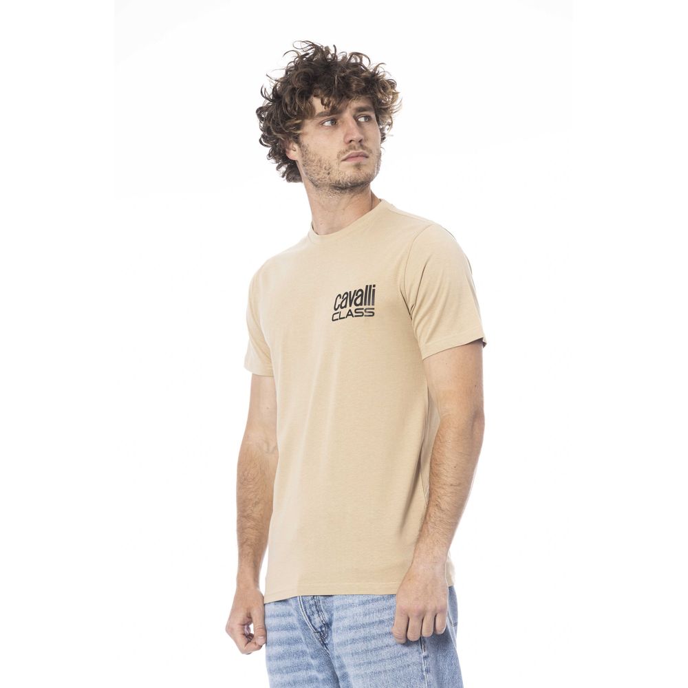 Beige Cotton Men T-Shirt - GlamHub Luxury and Icon Brand Clothing