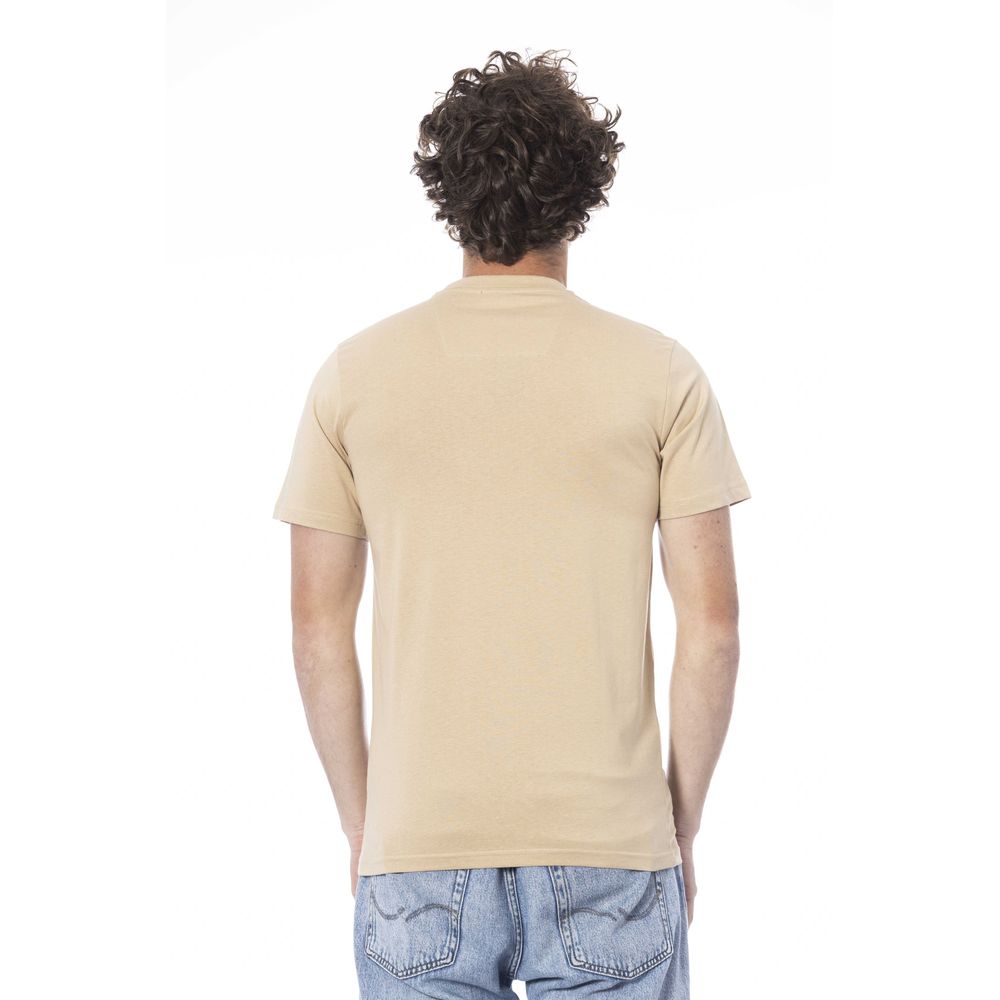 Beige Cotton Men T-Shirt - GlamHub Luxury and Icon Brand Clothing