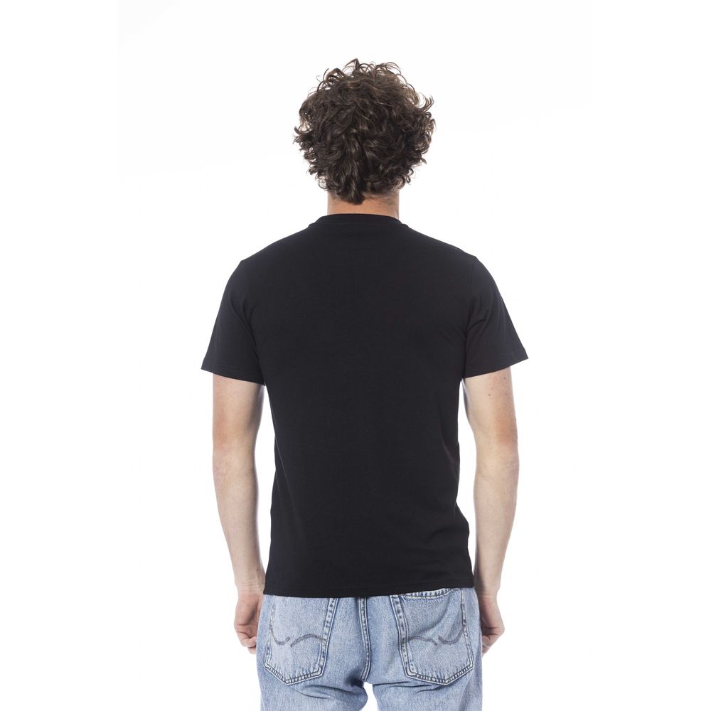 Black Cotton Men T-Shirt - GlamHub Luxury and Icon Brand Clothing