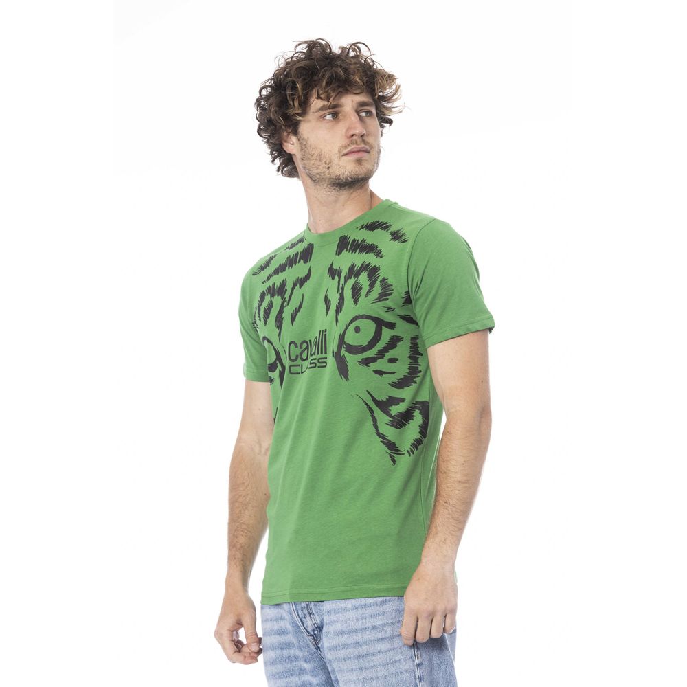 Green Cotton Men T-Shirt - GlamHub Luxury and Icon Brand Clothing