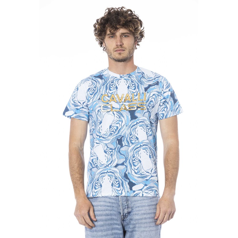 Light Blue Cotton Men T-Shirt - GlamHub Luxury and Icon Brand Clothing