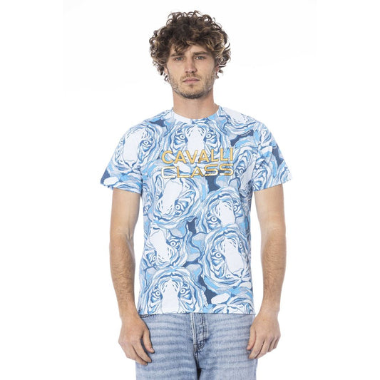 Light Blue Cotton Men T-Shirt - GlamHub Luxury and Icon Brand Clothing