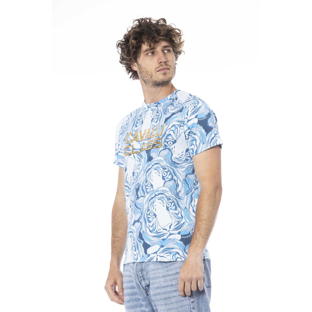 Light Blue Cotton Men T-Shirt - GlamHub Luxury and Icon Brand Clothing