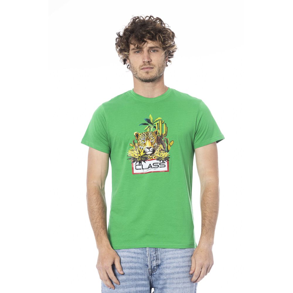 Green Cotton Men T-Shirt - GlamHub Luxury and Icon Brand Clothing