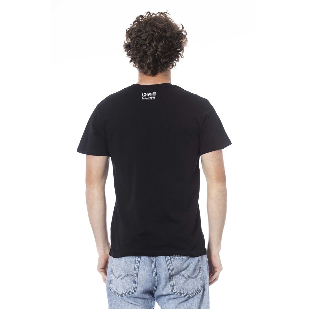 Black Cotton Men T-Shirt - GlamHub Luxury and Icon Brand Clothing