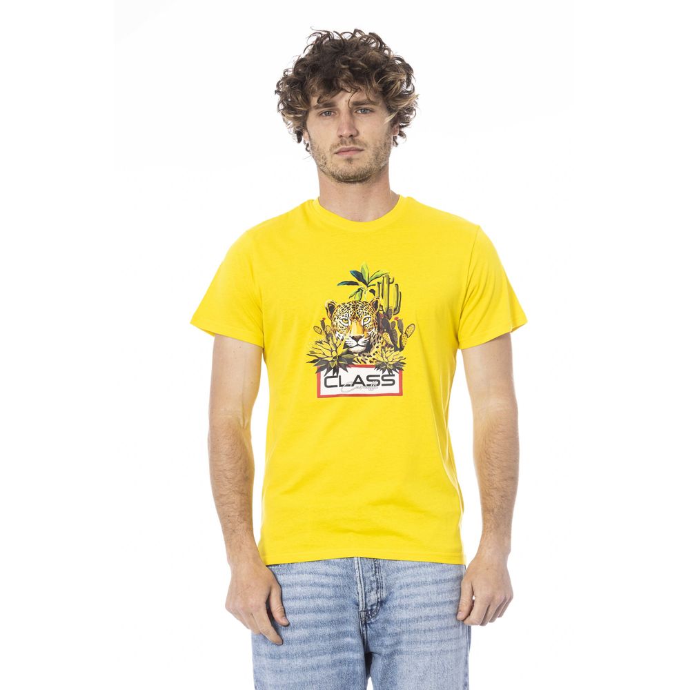 Yellow Cotton Men T-Shirt - GlamHub Luxury and Icon Brand Clothing