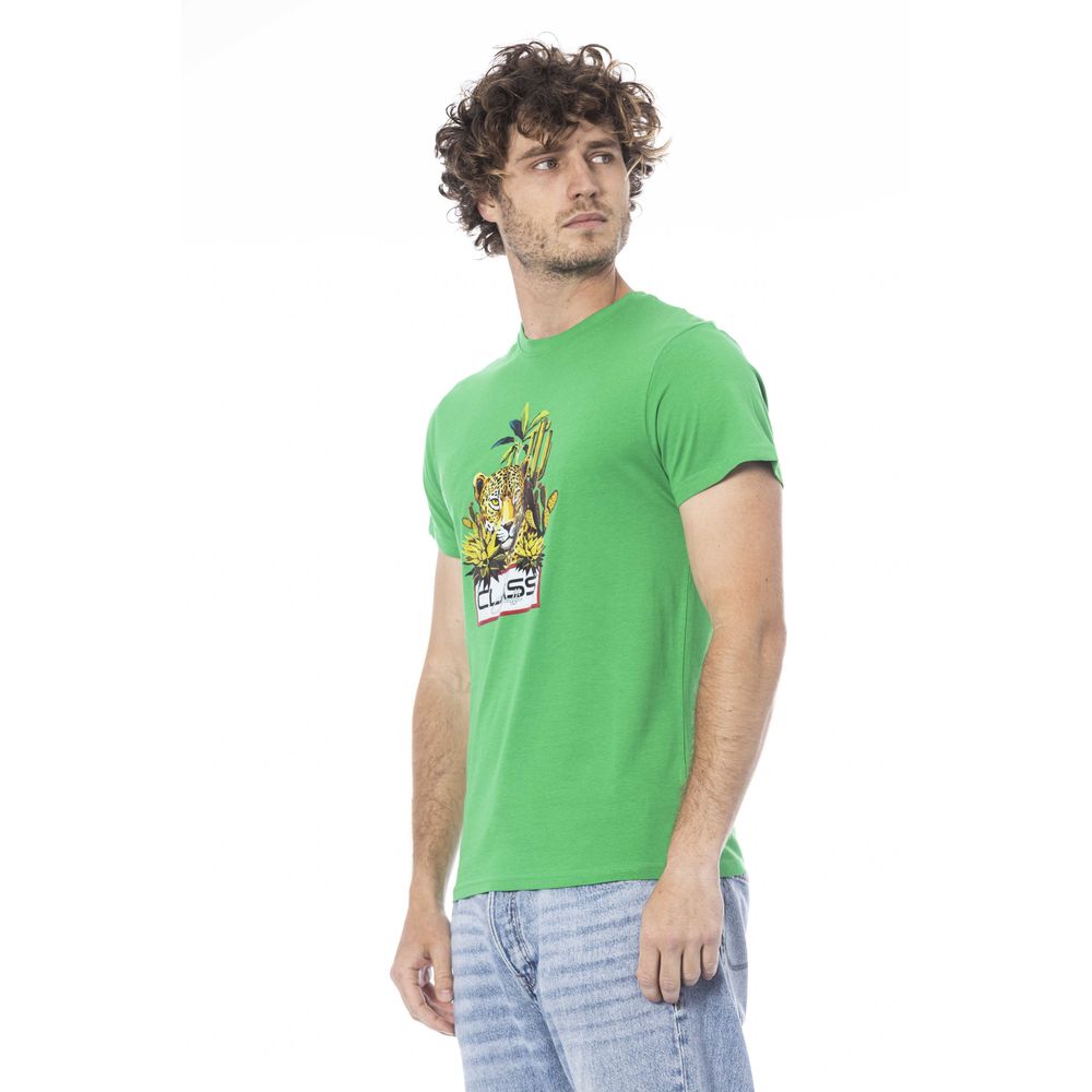 Green Cotton Men T-Shirt - GlamHub Luxury and Icon Brand Clothing