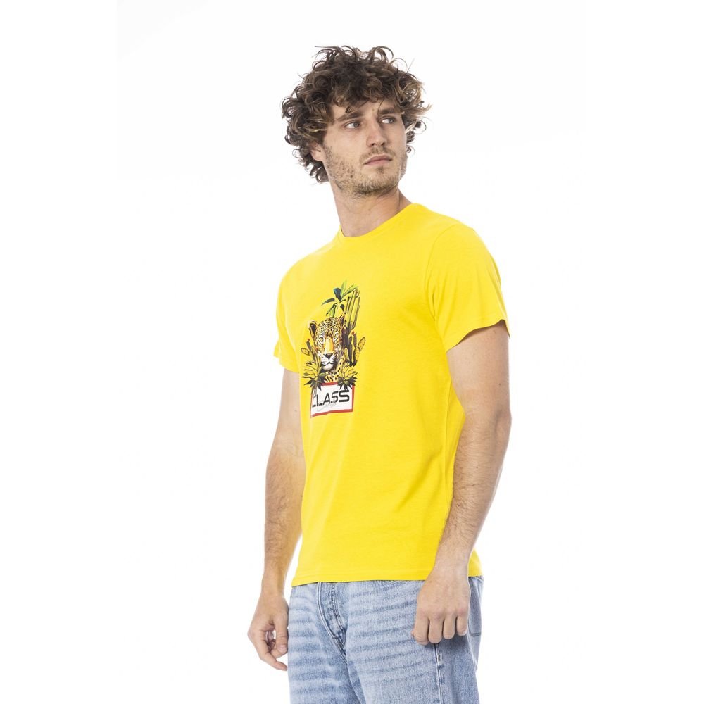 Yellow Cotton Men T-Shirt - GlamHub Luxury and Icon Brand Clothing